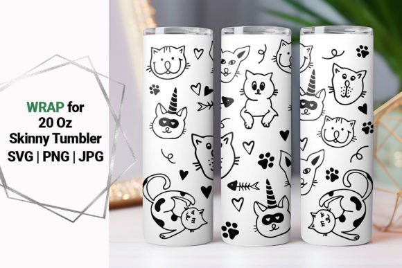 20oz Tumbler with Cute Cats Wrap: Graphics for Crafts