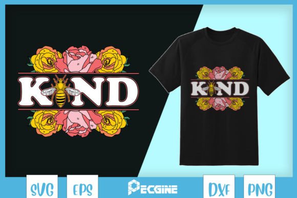 Bee Kind Floral SVG Bumble Bee: Graphics for Crafts & Branding