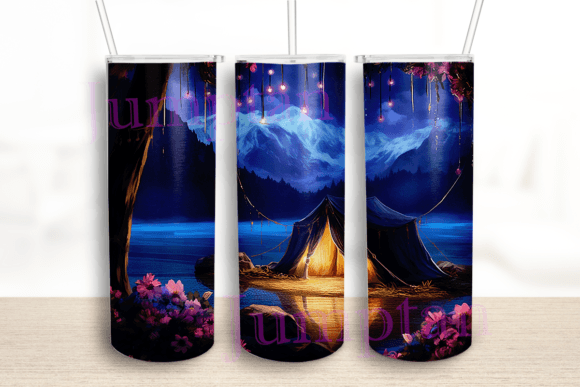 Camping Tent Flowers Tumbler Graphics for Crafts