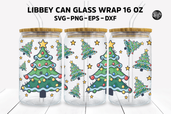 Christmas Tree Can Glass Wrap Libbey SVG: Graphics & Tumbler Wraps