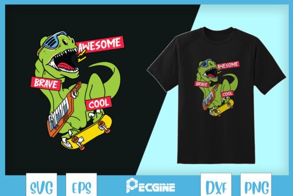 Cool Skateboarding Dino SVG: Graphics for Crafts & Creative Brands