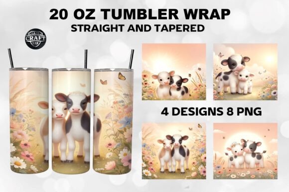 Cow Tumbler Wraps Graphics: 20oz Skinny Sublimatio