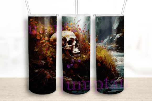 Digital Painting of a Skull Tumbler: Graphics for Bold Crafts Brands