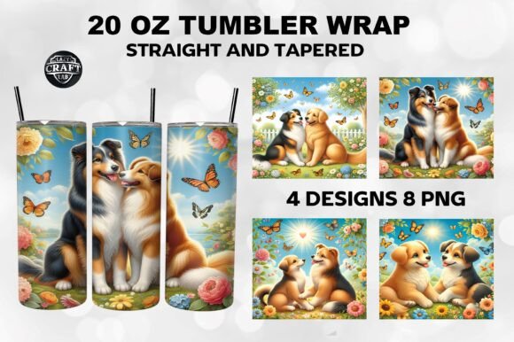 Dog Skinny Tumbler Wrap Sublimation PNG: Graphics for Tumbler Wraps
