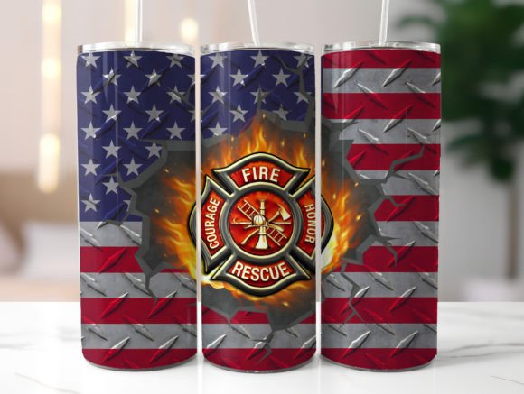 Flag Fireman Firefighter Tumbler Wrap Graphics
