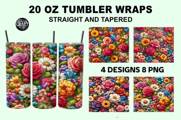 Floral Tumbler Wrap 20oz Skinny PNG Graphics