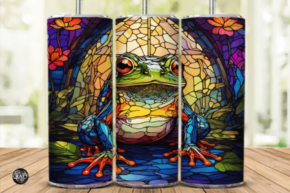 Frog Stained Glass Tumbler Wrap PNG Graphics