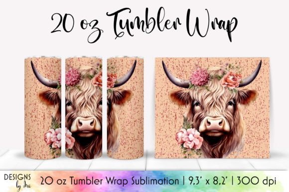Heifer with Flowers Graphics: Tumbler Wraps for Editorial Charm