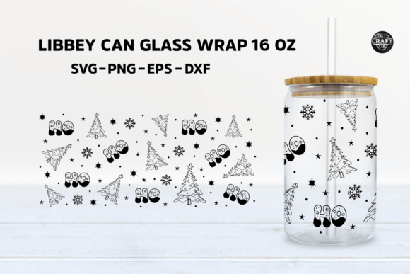 HoHoHo Can Glass SVG 16oz Libbey Full
