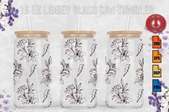 Lily Floral Line SVG: Graphics & Print Templates