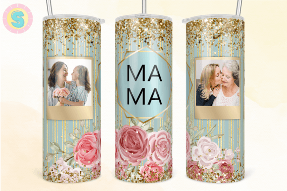 Mama Floral Photo Frame Tumbler Wrap: Graphics for Crafts