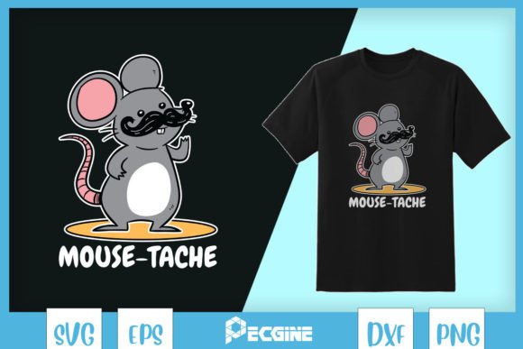 Mouse-tache Funny Mouse Pun SVG for Crafts & Graphics