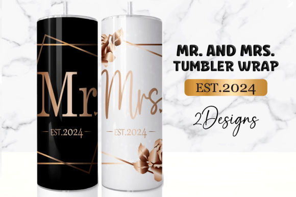 Mr and Mrs Wedding 20Oz Tumbler Wrap Graphics
