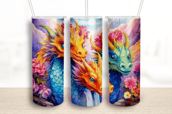 Painting Three Dragons Graphics for Crafts