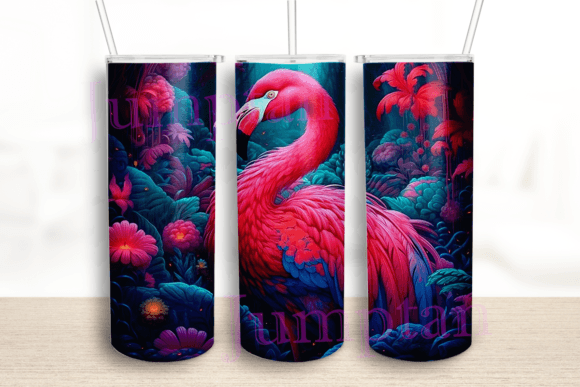 Pink Flamingo Flowers Tumbler: Graphics for Crafts & Branding