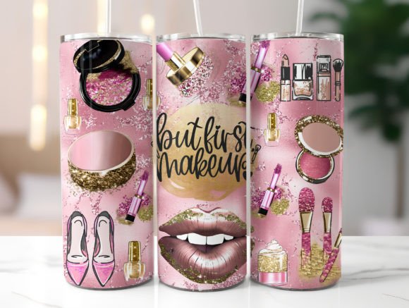 Pink Glitter Makeup Tumbler Wrap: Graphics for Tumbler Wraps