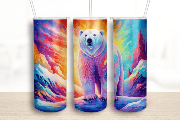 Polar Bear Northern Light Tumbler Wrap: Graphics & Crafts Asset Review
