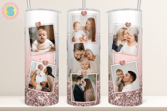 Rose Gold Glitter Photo Tumbler Wrap: Graphics for Crafts