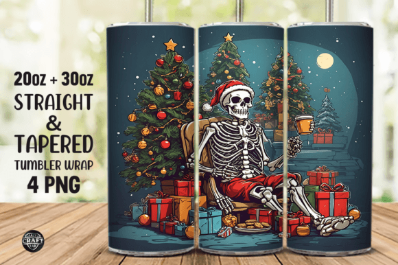 Skeleton Christmas Tumbler Wrap 20oz PNG: Graphics for Bold Tumbler Wraps