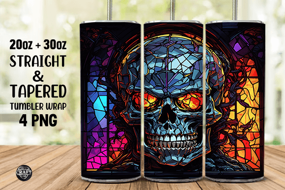 Skull-Stained Glass Tumbler Wraps & Graphics