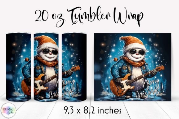 Snowman Rockstar Tumbler Wrap Graphics