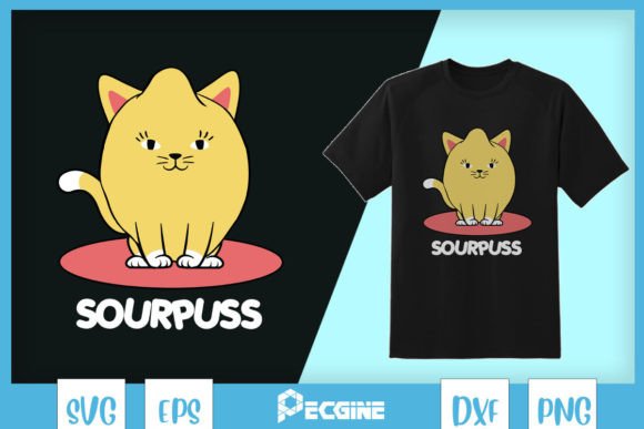Sour Puss Lemon Cat Puns SVG: Graphics for Crafts
