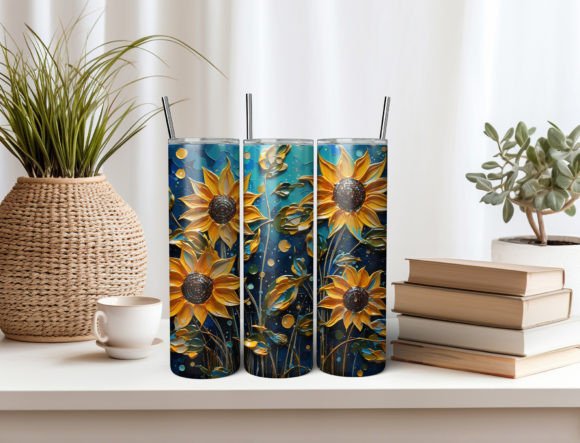 Sparkling Sunflowers Tumbler Design Wrap: Graphics for Crafts