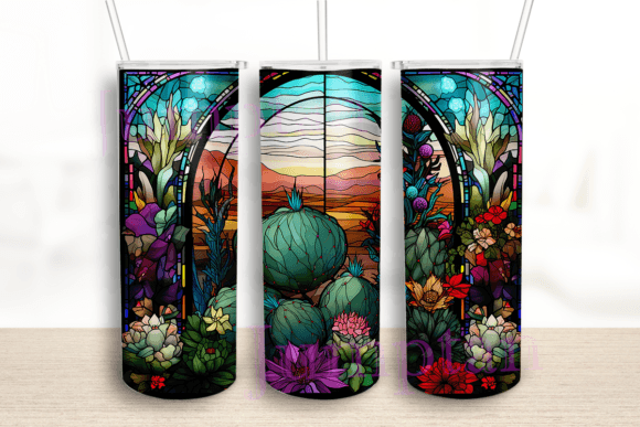 Stained Glass Cactus Tumbler: Graphics for Crafts-Driven Branding