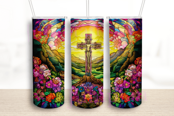 Stained Glass Distant Cross Tumbler