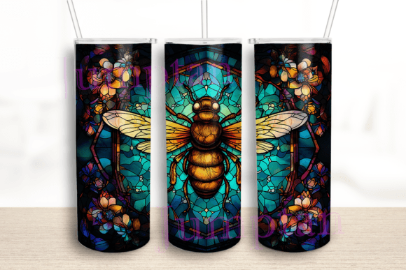 Stained Glass Flying Bee Tumbler: Graphics for Crafts Brands