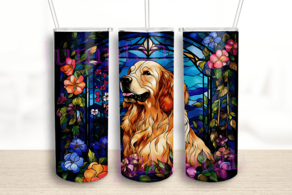Stained Glass Golden Retriever Tumbler: Graphics for Crafts Brands