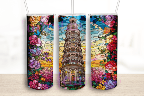 Stained Glass Leaning Tower Tumbler