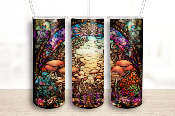 Stained Glass Mushrooms Tumbler Wrap: Graphics for Crafts Brands