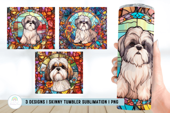 Stained Glass Shih Tzu Tumbler Wrap