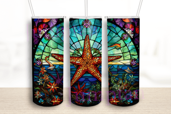 Stained Glass Starfish Tumbler