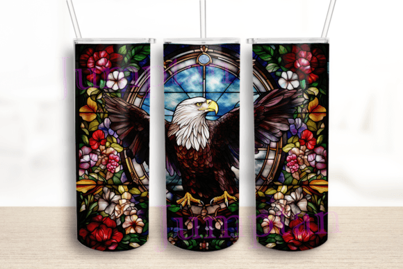 Stained Glass USA Eagle Tumbler Wrap: Graphics for Crafts & Branding
