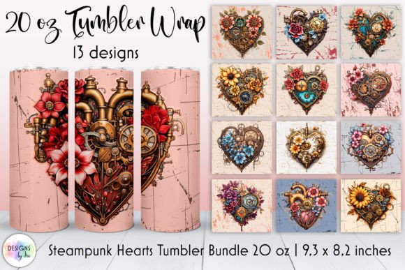 Steampunk Heart Valentine Tumbler Bundle: Graphics & Tumbler Wraps
