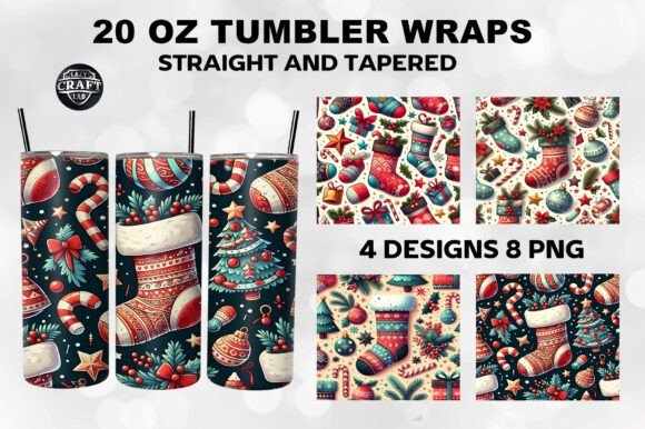 Stocking Christmas Tumbler Wrap 20oz PNG