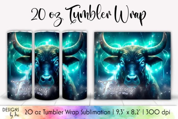 Taurus Zodiac Sign Tumbler Wrap 20 Oz Graphics