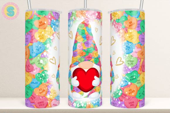 Valentines Gnome Hearts Tumbler Wrap: Graphics for Crafts & Content