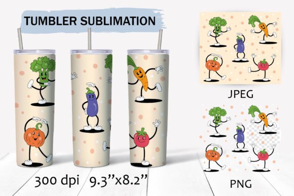 Vegetable Characters Tumbler Sublimation: Graphics for Playful Crafts