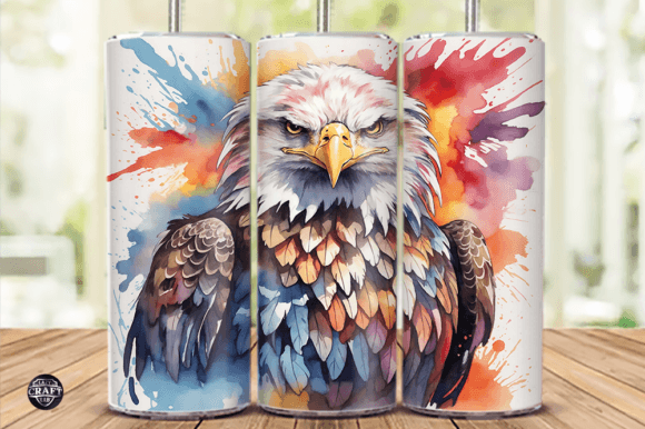 Watercolor Eagle Tumbler Wrap 20oz PNG Graphics